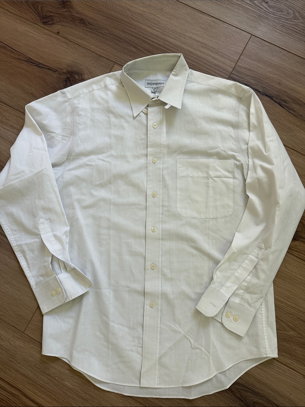 Yves Saint Laurent Men's Ivory Long-Sleeve Dress Shirt